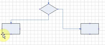 Vierde ronde (verder met stroomdiagrammen) 39: Je ziet hier dat de verbinding anders vormgegeven is. Visio heeft op eigen kracht de verbindingspunten veranderd.