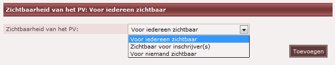 5.3.3 Werkwijze Op het tabblad PV van opening, wijzig de zichtbaarheid door één van de opties te kiezen uit het keuzelijstje