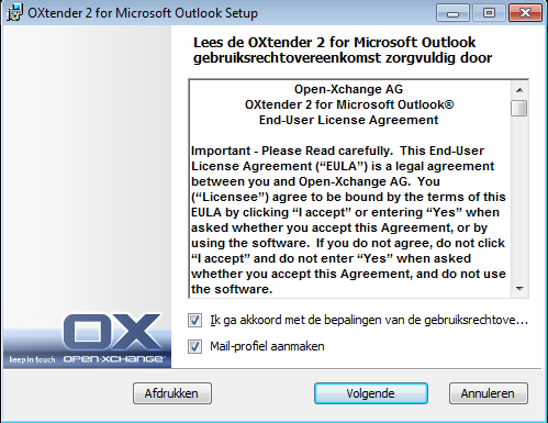 Installatiestappen Installatie van de Connector voor Microsoft Outlook 1. De installatie starten Om de installatie te starten, dubbelklikt u op het.exe setup-bestand. 2.