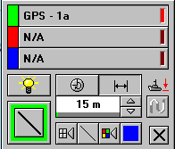 Door op de rode knop te drukken start u het tracken van de rode ontvanger. De kleur van zowel de knop als het schip zal nu donker rood worden.