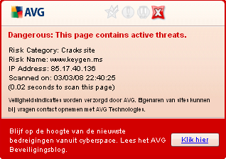 8.6.2. AVG Active Surf-Shield Dit krachtige schild blokkeert de kwaadaardige inhoud van webpagina's die u probeert te openen en voorkomt dat die naar uw computer wordt gedownload.