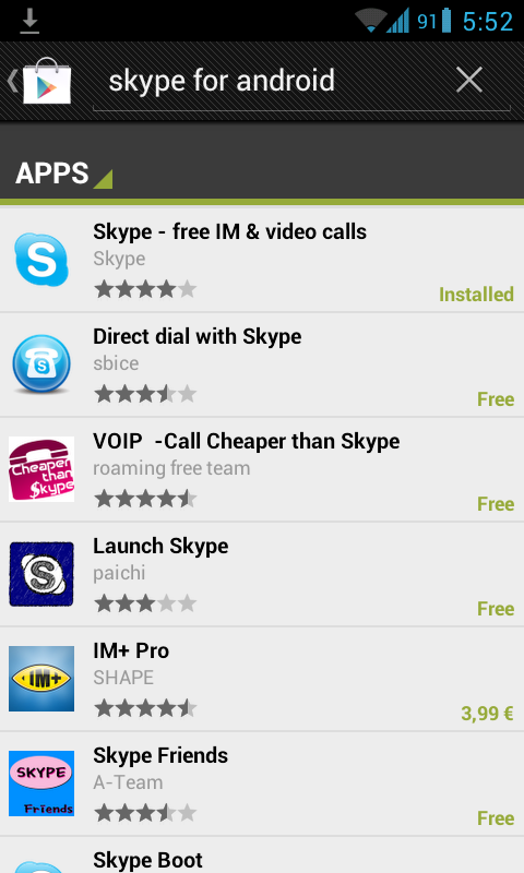 Afbeelding 207: Skype installatieproces in Android Bij de volgende stap kiezen we Accepteren en