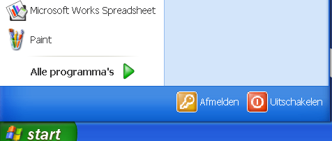 B) Windows afsluiten in het menu Start Als alle toepassingen gesloten zijn kan u de computer beginnen af te sluiten. Meestal gebruikt u daarvoor de muis, maar het kan ook met het toetsenbord.