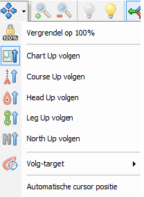 Tracking- of Volgmodes De knop voor volgmode (trackingmode) van het kaartvenster vindt u links van de plusknop.