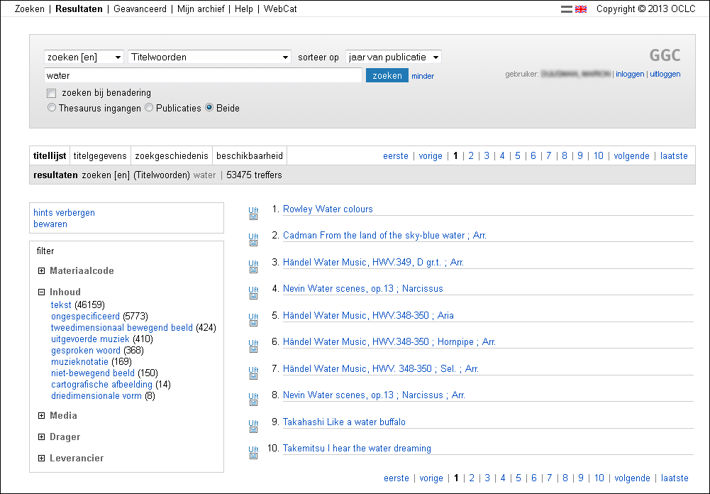 2.3 WebGGC: nieuwe filters In het WebGGC is het filter op het scherm titellijst uitgebreid met filters op Inhoud, Medium en Drager (Afb. 3, vergelijk met Afb. 4).