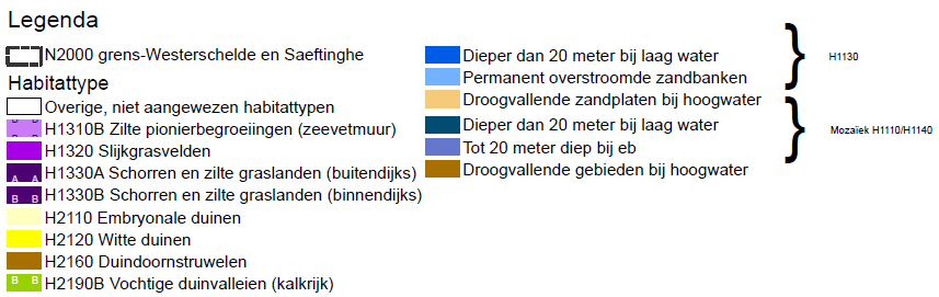 Afbeelding 13 laat zien dat langs de Nederlandse grens verschillende habitattypen voorkomen.