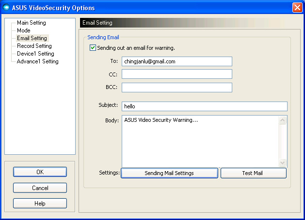 2. Klik op het item Email Setting (E-mailinstelling) in het instellingsvenster en klik vervolgens om de optie Send out an email as warning (E-mail verzenden als waarschuwing) in te schakelen. 3.