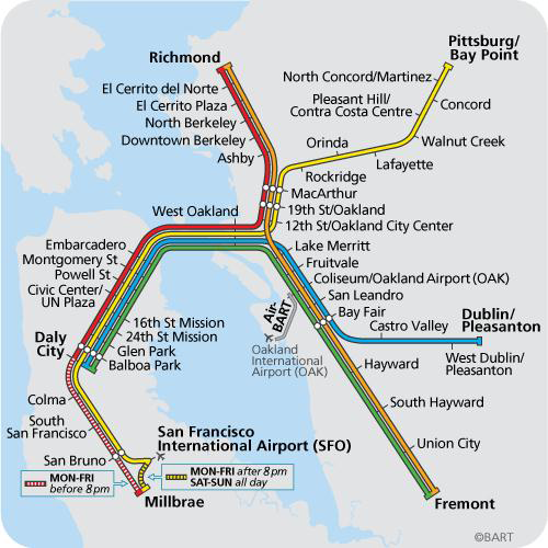 Openbaar vervoer Wil je meer zien van San Francisco? Voor ongeveer $27 kun je onbeperkt reizen met allerlei vervoersmiddelen. Zie de website van San Francisco s Municipal Transport Agency: www.sfmta.