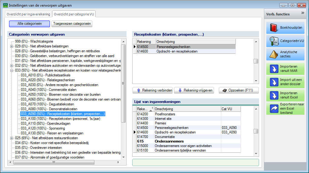 Instellen van de VU Instellen van de VU De nieuwe werkomgeving Instellingen van de verworpen uitgaven verstrekt alle voordelen van de werkomgevingen in Sage BOB 50.