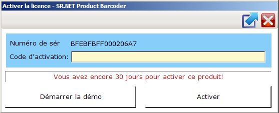 3. SR.NET Product Barcoder gebruiken 3.1 SR.NET Product Barcoder opstarten Klik op het volgende icoon die aanwezig is op uw bureaublad om het programma te starten: Figure 3.1.1 Het opstartscherm wordt weergegeven.