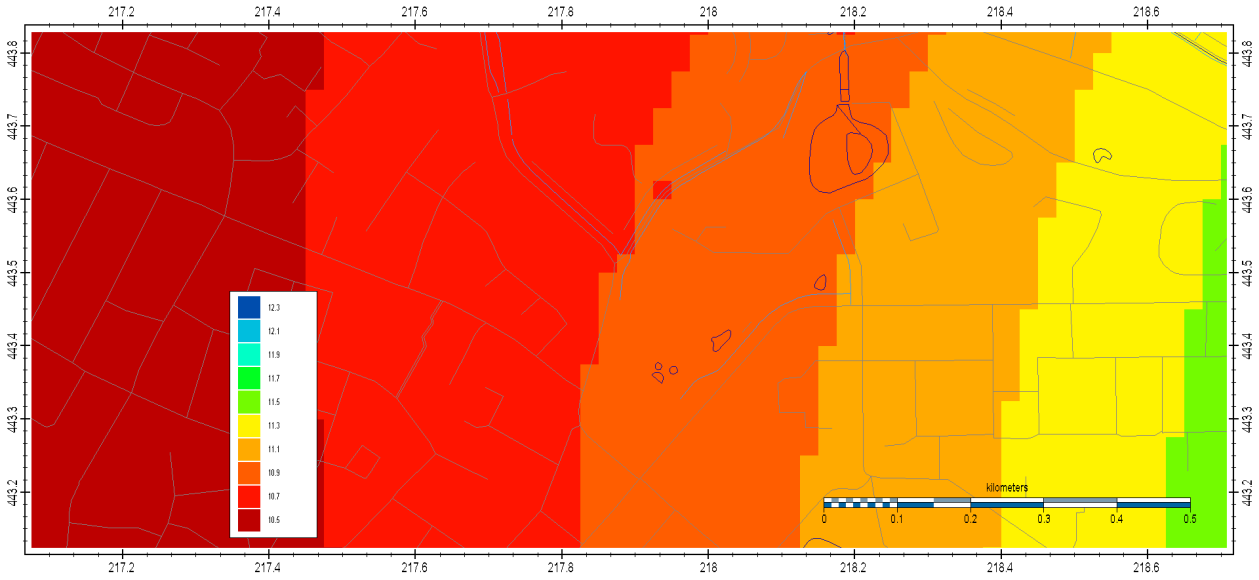 Figuur 9 Isohypsen GLG uit grondwatermodel AMIGO met een pijl als indicatie van de stromingsrichting Hydrogeologie Zoals eerder aangegeven speelt de aanwezigheid van scheidende lagen een grote rol