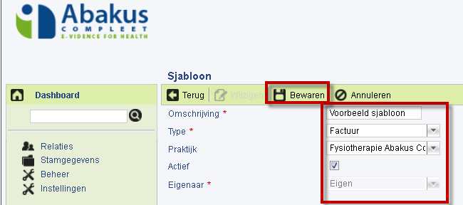 Figuur 2 Sjabloon aanklikken om te bewerken Selecteer het sjabloon dat u wilt openen (één keer aanklikken). Klik op de knop Openen.