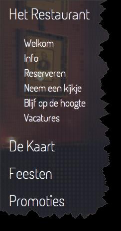 13 We klikken de pagina welkom.php even aan. Hierin zit de volgende code: <h2>welkom</h2> <p> In brasserie "De Onthaasting" neemt de stress van het dagelijkse leven een tijdelijke pauze.