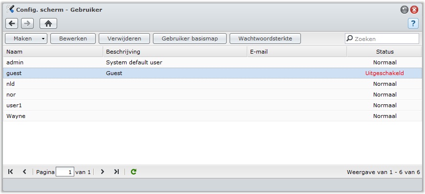 Gebruikers en groepen beheren Gebruikershandleiding Synology DiskStation Ga naar Hoofdmenu>Configuratiescherm>Gebruiker of Groep om gebruikers of groepen aan te maken en om hen toegang te verlenen of