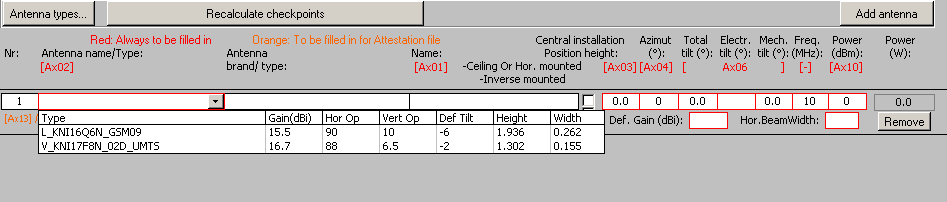 Zowel voor het horizontale als het verticale vlak is het centerpunt van de antenne het punt 0. 1.4.2.2 Toevoegen van antennes aan het dossier.