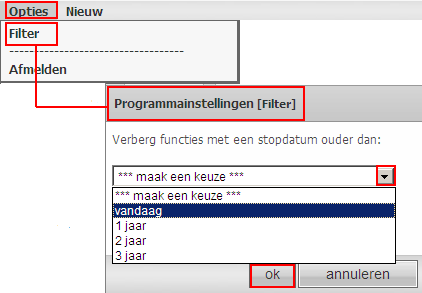 Verbergen van vrijwilligers zonder functie Wanneer een vrijwilliger stopt met zijn activiteiten, dan kunt u de gegevens van de vrijwilliger niet verwijder.