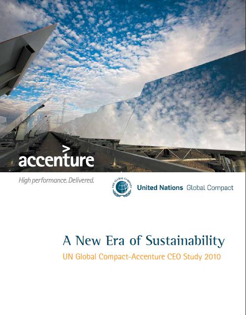 Studie A New Era of Sustainability De UN Global Compact heeft in 2010, samen met Accenture, onderzocht in hoeverre organisaties hun strategie op duurzame wijze bijstellen op basis van globale trends.