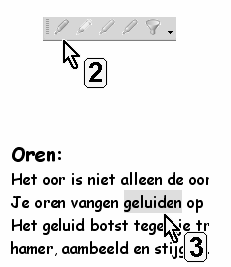 9. Sprint - Studeren en oefenen door markeren en samenvatten Wat en hoe? Sprint heeft vier markeerstiften. Daarmee kan de leerling kernwoorden of kernzinnen in een document aanduiden.