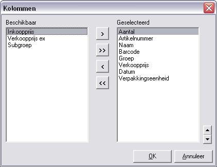 Functietoetsen in het programma : Eigenschappen artikel in detail (F4) Ververs voorraad (F12) Druk de inhoud van deze tabel af (CTRL + P) Druk de geselecteerde foto af Voeg het geselecteerde artikel