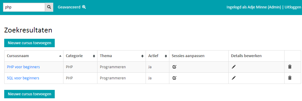 3. Cursus zoeken Simpel zoeken U kan zoeken naar cursussen op elke pagina. De zoekbalk bevindt zich in de bovenste navigatiebalk.