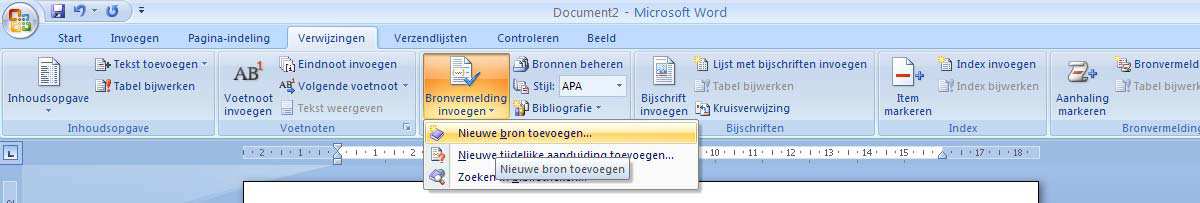 Word 2007 Deze instructie geeft weer hoe je literatuurverwijzingen in Word 2007 kunt toevoegen en