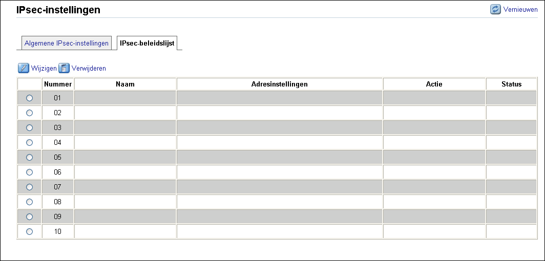 8. Het apparaat configureren met COMMAND CENTER Voor meer informatie over welke soorten ICMP-berichten zullen worden overgeslagen als [Alle ICMP overslaan] op [Inactief] wordt gesteld, zie de