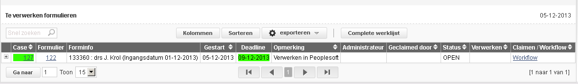 Digiform : Opdrachtformulier Mutaties Personeel 32 De gegevens van het mutatieformulier kunen worden overgenomen in PeopleSoft door op Mutatieformulier openen te klikken.