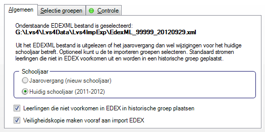 Klik op de knop Bij het moderne EDEXML zitten alle gegevens in één goed gestructureerd bestand. Bij voorkeur kiest u daarom voor EDEXML. Bij EDEXML hoeft geen map te selecteren, maar een bestand.