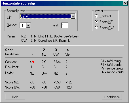 Handmatig scores invoeren en wijzigen 89 Invoeren met de scoreslip Met de scoreslip kunt u per ronde de scores ingeven in plaats van per spel zoals bij de scorekaart.