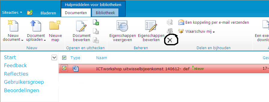 Digitaal portfolio (DPF): verwijderen van een document Aan een product kunnen verschillende documenten toegevoegd zijn. Deze staan in een documentbibliotheek.