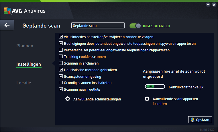 AVG-pictogram van de scan die wordt uitgevoerd om een snelmenu te openen waarin u opties kunt kiezen om de scan te onderbreken of af te breken, of de prioriteit te wijzigen van de scan die wordt