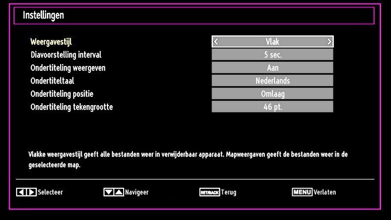 Media browser instellingen 0..9 (Numerieke toetsen): De TV verspringt naar het bestand met de letter die u invoert via de numerieke toetsen op uw afstandsbediening.