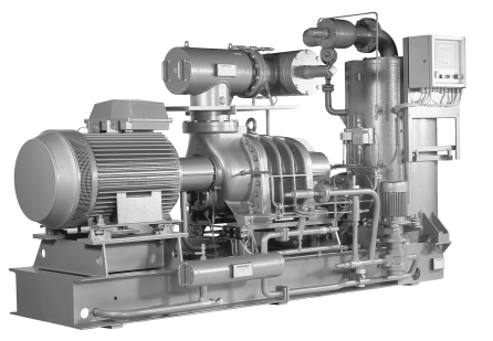 4.1.5 Centrifugaalcompressoren Daar waar grote volumestromen koudemiddel gecomprimeerd moeten worden, kan de centrifugaalcompressor toegepast worden, bijvoorbeeld bij grote water- of