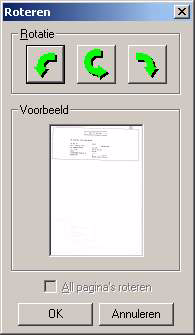 2. Klik in het dialoogvenster Roteren op de Rotatie-knop die overeenkomt met de richting waarin u het document of de afbeelding wilt roteren. 3.