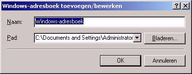 3. Voer in het dialoogvenster Windows-adresboek toevoegen/ bewerken een naam in voor het WAB-bestand. 4. Klik op Bladeren.