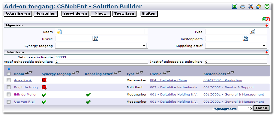 5.1.3 Add-on toegang vanaf Add-on Maatwerkmenu SE versie 3 In de Solution Builder worden licenties uitgegeven om gebruik te kunnen maken van de add-on.