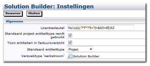 5.3.2 Algemeen Licentiesleutel Solution Builder licentiesleutel, zie paragraaf 5.3.1.