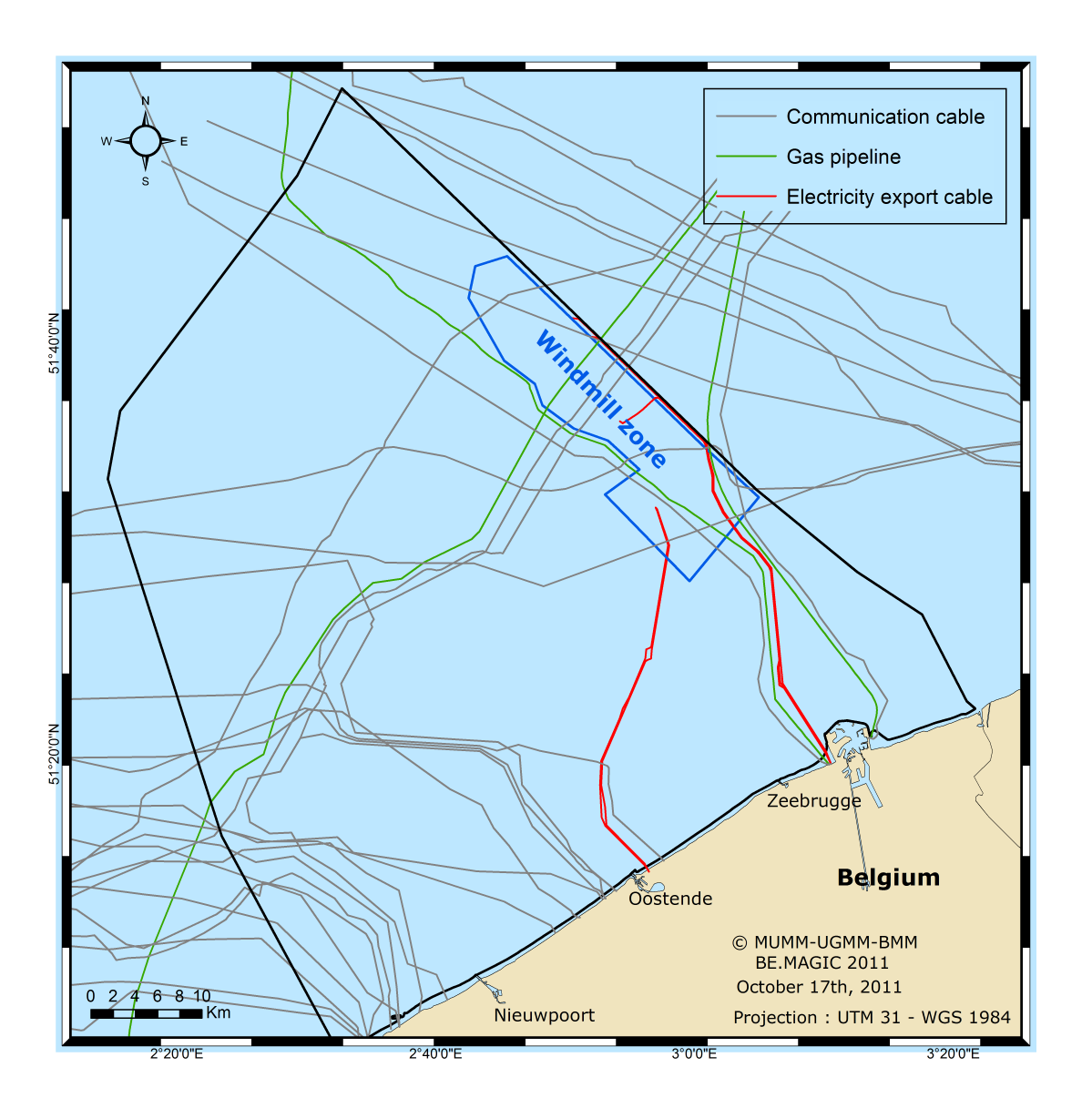 Zeepipe: tussen het Sleipner gasgebied op het Noorse Continentaal plat en de Distrigazterminal in Zeebrugge; Norfra of Franpipe: tussen het Noorse continentaal plat en Duinkerken, op de noordelijke