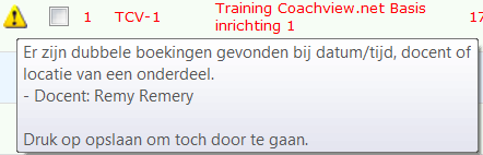 Ga met de muis over het waarschuwingsicoontje en het probleem van het geselecteerde onderdeel wordt getoond.