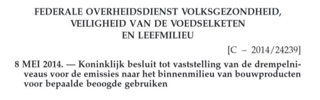 motorvoertuigen Volgende uitbreiding van het Belgisch koninklijk besluit tot muur- en plafondbekledingen Geen classificatie systeem, maar een uitsluitingsprincipe: Met een classificatie systeem, kent