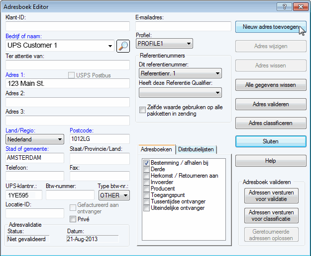 Profielen Een profiel toewijzen aan een klant uit het adresboek 1. Selecteer Adressen (Addresses) op het tabblad Home en vervolgens Adresboek (Address Book). Het venster Adresboekeditor verschijnt. 2.