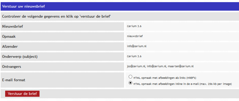 U kunt in ieder omrand blok tekst, hyperlinks en afbeeldingen plaatsen, zoals u dat ook kunt met de gewone tekst editor van Cerium. U hebt geen menu tot uw beschikking, maar wel de Cerium werkbalk.