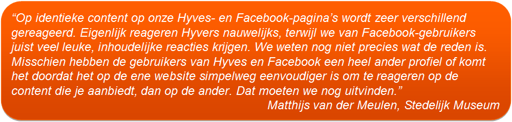 De populairste typen platforms zijn microblogging (Twitter, etc.), professionele sociale netwerken (LinkedIn, Plaxo, etc.) en persoonlijke sociale netwerken (Hyves, Facebook, etc.). Wat verder opvalt, is dat de meeste bedrijven gebruikmaken van bestaande platforms en veel minder bedrijven eigen diensten opzetten.