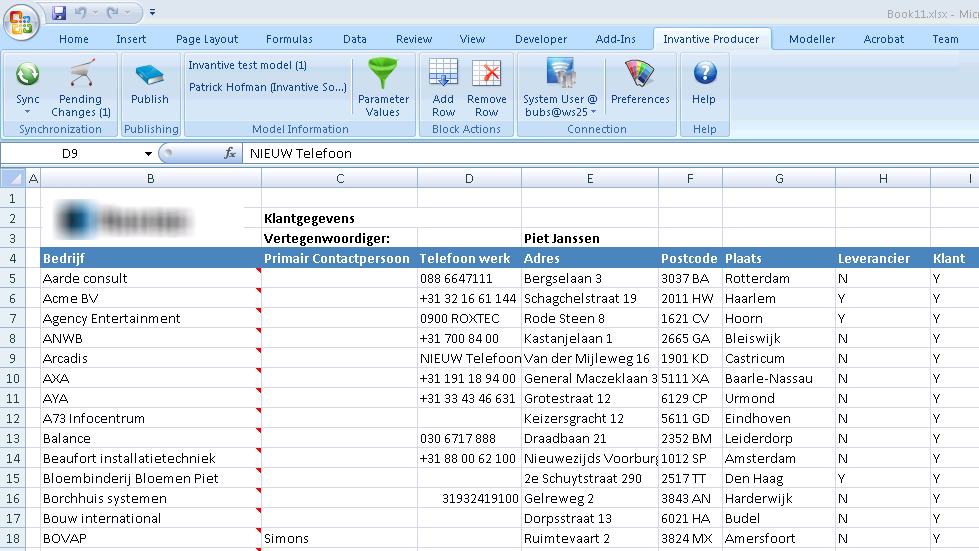 4 Invantive Control Gebruikershandleiding 1.1.3.2 Offline Werken Invantive Control kun je gebruiken om offline gegevens te bewerken in Excel.