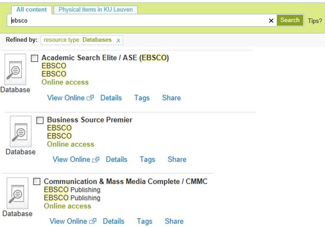 - De voor Communicatiewetenschappen belangrijke bibliografische databanken zijn enerzijds de Ebsco-databanken Academic Search Elite, Business Source Premier en