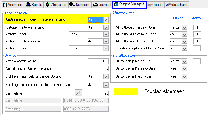 Tabblad Regels Tabblad Afrekenen