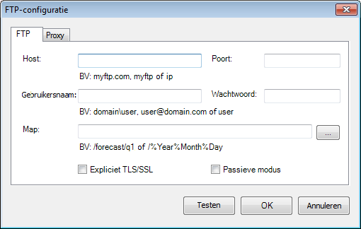 5. Het venster FTP-configuratie wordt geopend. 6.