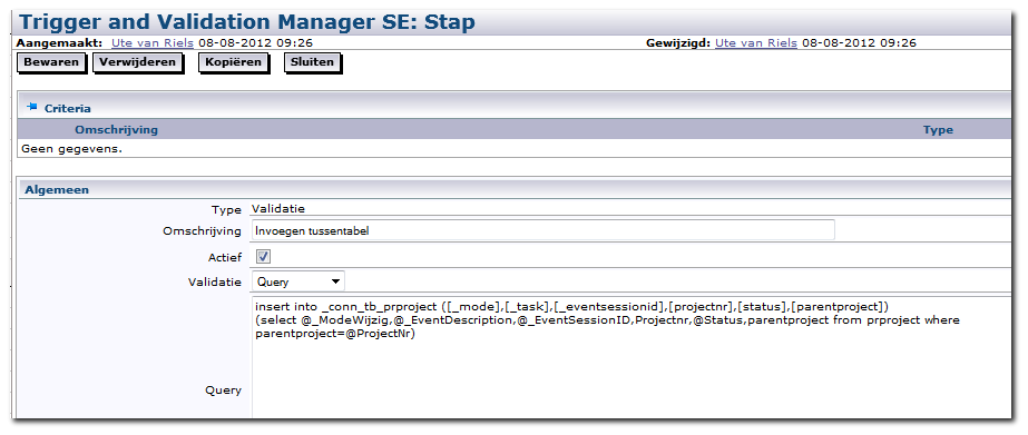 7.6.11 Criteria Status: 7.6.12 Stappen Invoegen tussentabel: Eddon