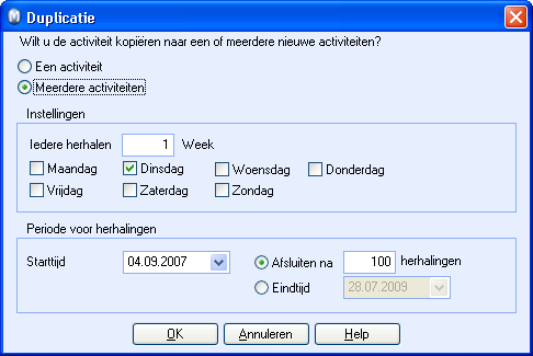 RELATIEBEHEER Hoe een activiteit dupliceren/kopiëren? Met behulp van de functie voor het kopiëren van activiteiten kunt u een activiteit één of meerdere malen kopiëren.