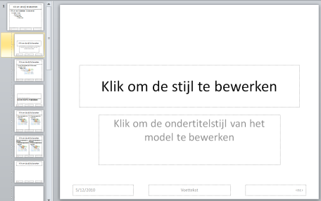 Inleiding : Werkbalken De werkbalken van ppt 2003 zijn vanaf ppt 2007 vervangen door een lint.